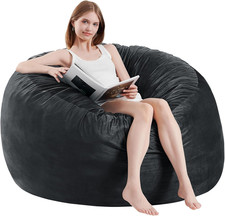 Cozy Carbon Black Bean Bag Chair - Memory Foam Sofa for Adults  Teens