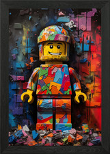 Lego Man Pop Art Framed Wall Art Poster Canvas Print Picture