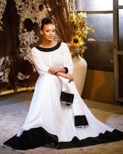 Ethiopian Traditional Dress  Black Embroidery with Cultural Elegance