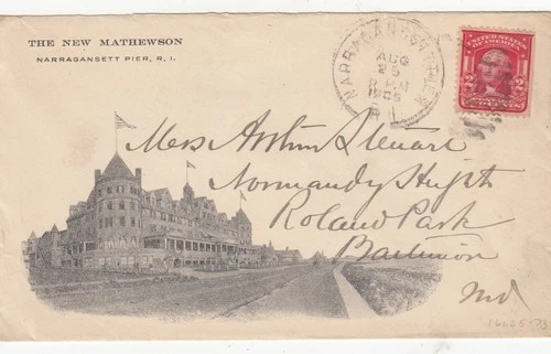 vintage US COVER  THE NEW MATHEWSON HOTEL at NARRAGANSETT PIER RI