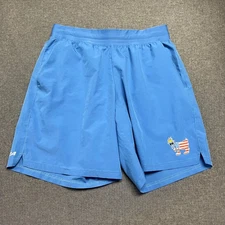 GOAT USA Men's Shorts Size M Blue Athletic Gym Workout Running Back Pocket