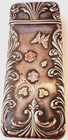 2 COLOR GOLD STERLING APPLIED FLOWERS VESTA CASE MATCH SAFE ART NOUVEAU GORGEOUS