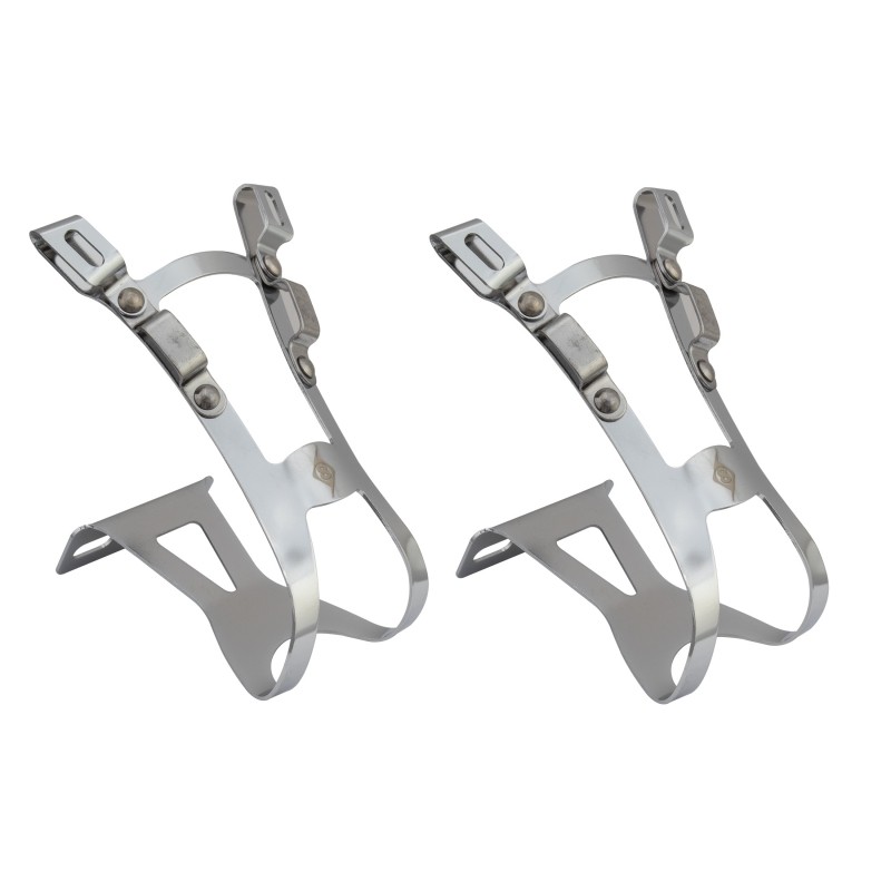 ORIGIN8 Double Barrel Toe Clips Large (70mm Depth) Chrome for Bicycle Pedals