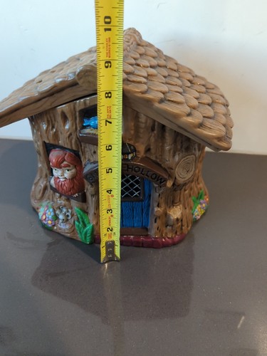 Vintage Gnome Hollow Cookie Jar Cottage Core Tree Trunk 1980 Grannycore Retro - Picture 9 of 14
