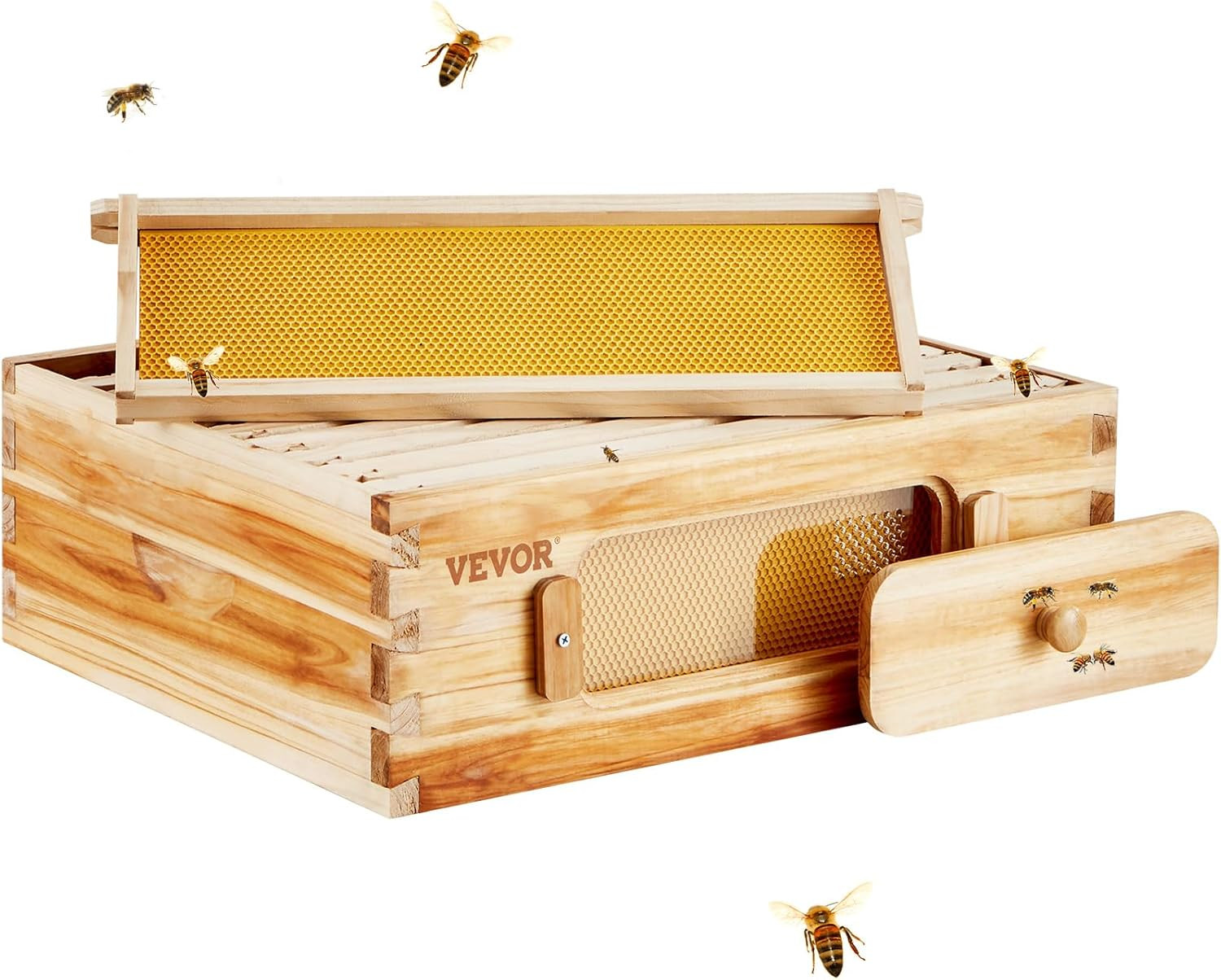 10 Frame Medium Bee Hive Box Kit, Beeswax Coated, w/ Frames & Windows