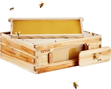 10 Frame Medium Bee Hive Box Kit, Beeswax Coated, w/ Frames & Windows