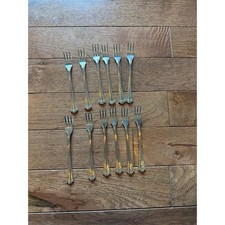 12 Farberware Romance Cocktail Forks Stainles...