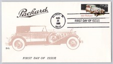 Detroit Mi 1932 Packard First Day Of Issue Cachet 25c Stamp Modern 1988