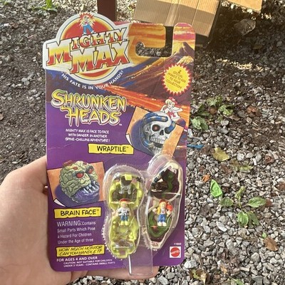Mattel Mighty Max Shrunken Heads Set Wraptile Brain Face w/ Mighty Max Figure