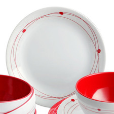 Brunner Midday Cosmic 12-teiliges Melamin-Geschirrset Weiss/Rot – Bild 3