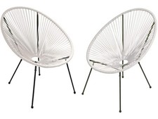 Chaise de Jardin Dalida 304779, 2 Chaises, Moderne Et Élégant, Blanc, 120 KG - A