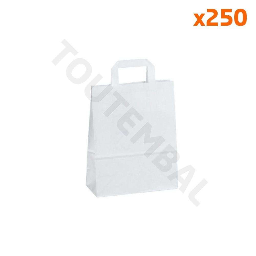Sac en papier kraft blanc 22 cm idéal pour les livraisons de repas à emporter