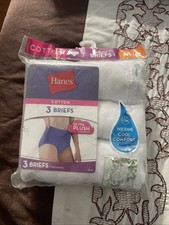 Size 6 Hanes Women's White Briefs Panty Underwear 3 Pack 100 Cotton