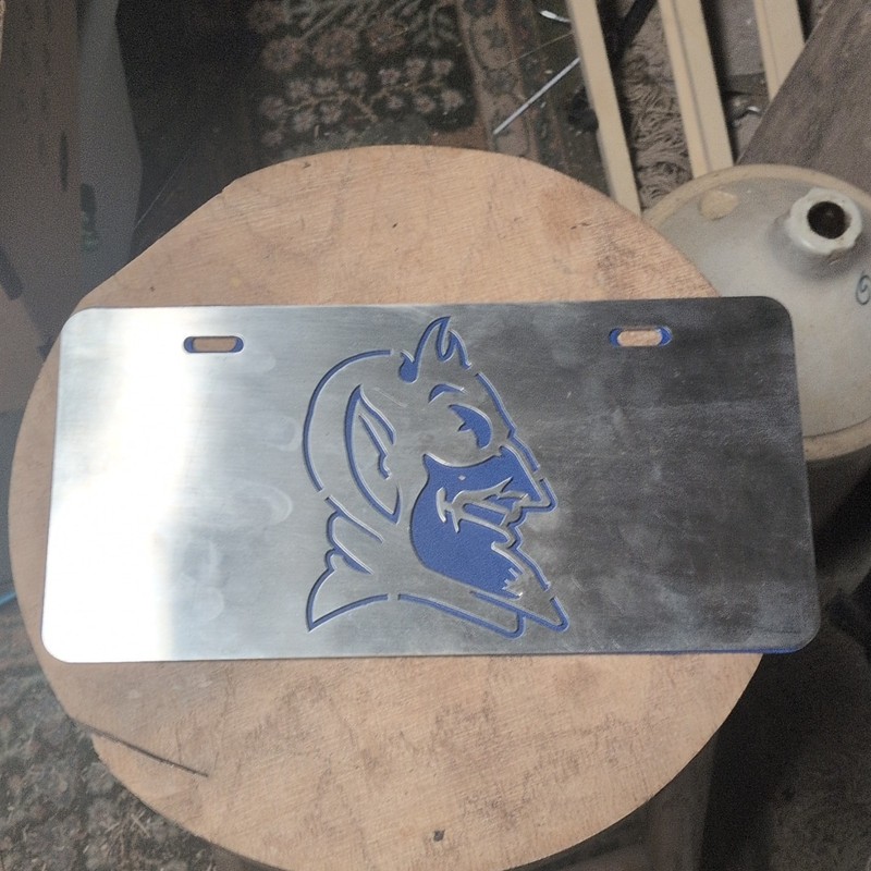 duke stainless steel cut out license plate