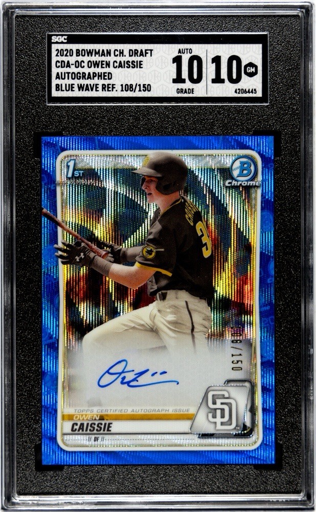 2020 Bowman Draft Baseball Owen Caissie Blue Refractor Auto /150 GEM 10!