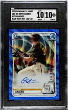 2020 Bowman Draft Baseball Owen Caissie Blue Refractor Auto /150 GEM 10!