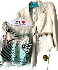 VTG RARE CHRISTIAN LACROIX 3pc SUIT JACKET SKIRT TOP 90's Sz46 44 MADE IN FRANCE