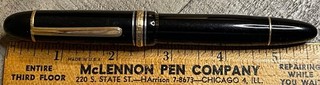 Early Montblanc 149 Fountain Pen in Celluloid w/Silver Bands 18C Fine Nib