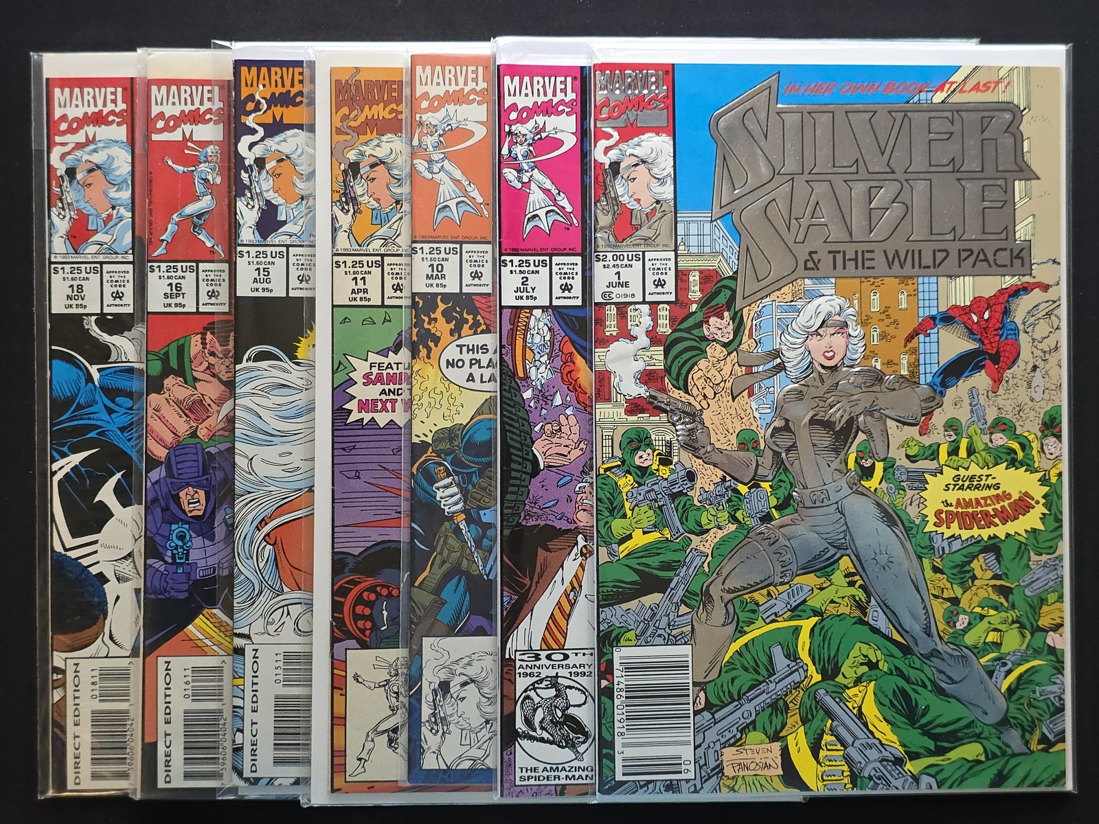 (LOT 7) Silver Sable & Wild Pack #s 1 2 10 11 15 16 & 18 Marvel 1992-1993 VFNM