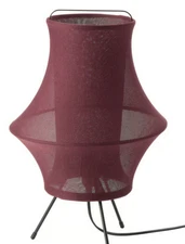IKEA FYXNÄS Table Lamp DARK RED 44 Cm Tripod Base Retro Fabric Side Light