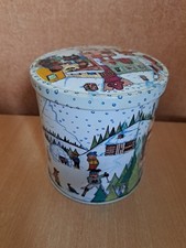 Boîte ancienne décorative de Noel en fer ronde