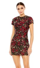 Mac Duggal Black Multi Brocade Floral Cocktail Dress Size 8 $458