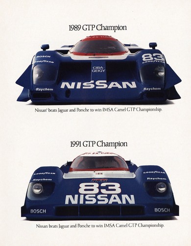 1991 Nissan: Beats Jaguar and Porsche to Win IMSA Vintage Print Ad