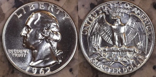 1962 Washington Quarter Proof 90% Silver Gem Brilliant US Coin 678