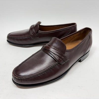 Allen Edmonds Bergamo Italian Burgundy Leather Penny Loafers Shoes Men Size 10 D