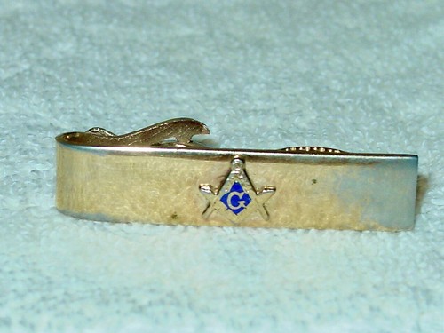 Vintage Mason Masonic Flexlet Cufflinks & Matching Tie Bar Gold Original Box - Picture 2 of 3