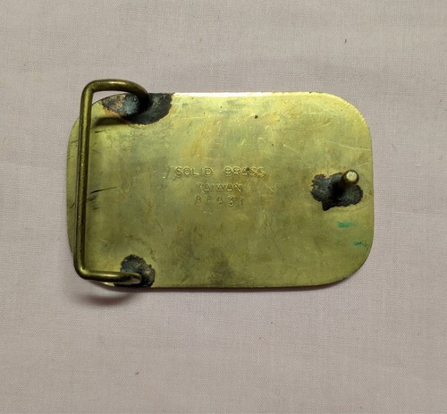 Vintage Snubnose Revolver Brass Belt Buckle Made in Taiwan Signed BP931 - 第 2/4 張圖片