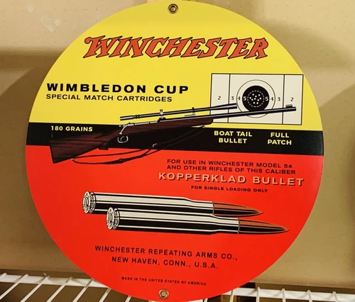Winchester Ammunition Hunting Gun Vintage Style Round Metal Sign