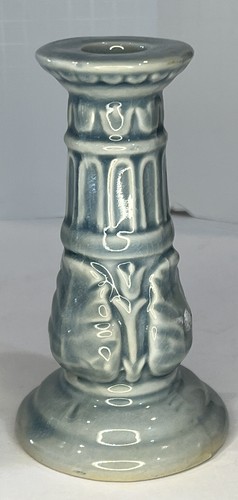 Tiki Style Kerzenhalter Palmblätter 2er Set hellblaue Glasur tropisch - Bild 2 von 11