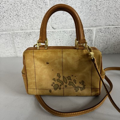 Alviero Martini Vintage Mini Boston Bag Purse Handbag Topography 