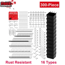 Pegboard Organizer Hook Accessories Set 300-Piece for Hanging, Garage, Workshop