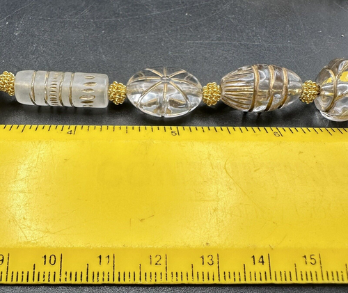 Collana perline ANNE KLEIN tono oro plastica lucite oro chiaro vintage anni 80 - Foto 10 di 16