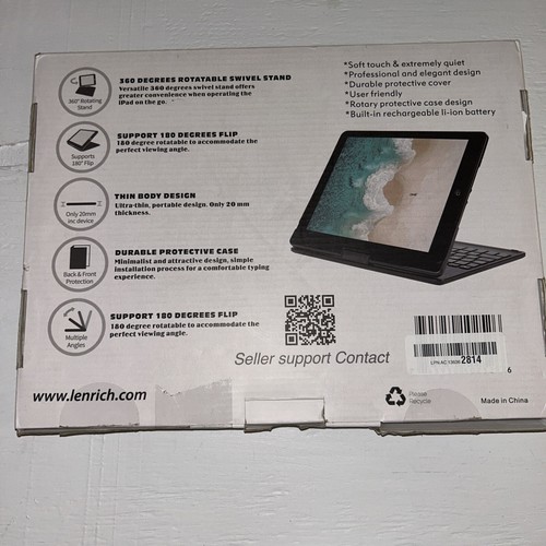 Lenrich Tastiera + Custodia per Tablet PC 12,9 Pollici 360 Girevole e 180 Flip Nuova - Foto 2 di 5