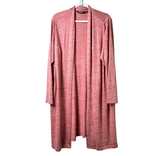 Lands End Staubmantel Strickjacke Damen Größe 1X rot meliert Taschen offen Stretch
