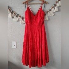 Lulus Troulos Red Lace Up Back Midi Lined Dress Party Sexy Romantic Fit&Flare XL