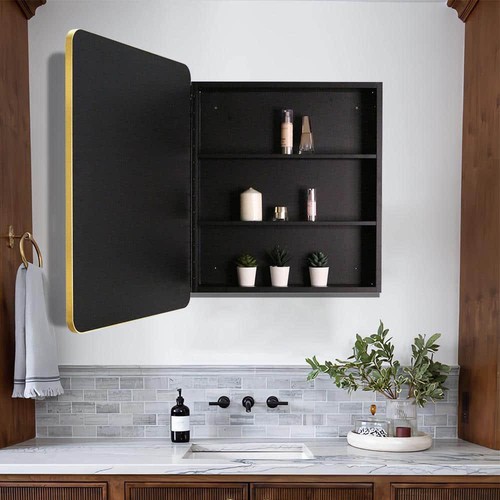 Unbranded Medicine Cabinets 24" x 30"Recessed Framed Surface Mount Mirror Gold - Picture 5 of 7