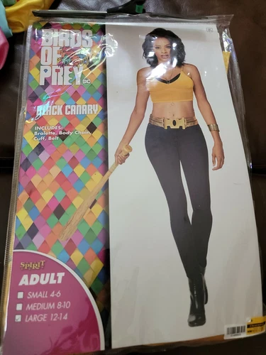 Harley Quin Birds of Prey Black Canary Adult Costume Large L 12 14 Cosplay 