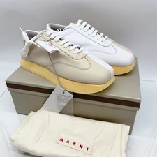 MARNI Split Color Crepe Gat Two-Toned Leather Sneakers Ivory/ White Womens EU 39