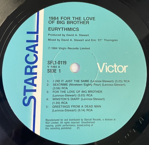 Eurythmics 1984 For The Love Of Big Brother Vinyl Record 12” 33 RPM SFL1-0119 - Picture 2 of 24