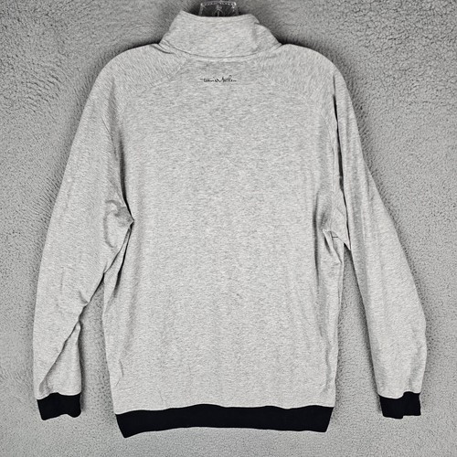 Travis Mathew Sweater Mens Medium Gray Black Striped Preppy Quarter Zip Pullover - Picture 2 of 10