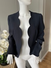 Hobbs Taylor Scalloped Edge Jacket Size Uk 14 - Navy- New -£199
