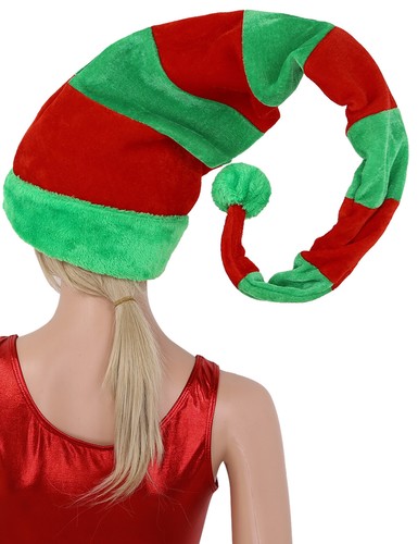 Unisex Christmas Clown Hat Long Bendable Striped Felt Plush Santa Claus Cap 60cm - Bild 6 von 12