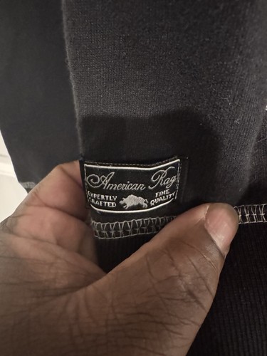 American Rag Cie Zip Up Hoodie Sweatshirt Mens Medium Navy Blue Embroidered - Picture 6 of 7
