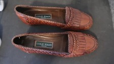 VINTAGE COLE HAAN WOMENS LOAFERS SZ 6.5B SOFT BROWN LEATHER WEAVE SHOES
