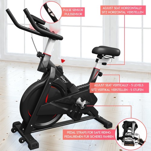 Physionics® Rower treningowy Dom Indoor Ergometr Cycling Trimmbike Speedbike - Zdjęcie 7 z 12