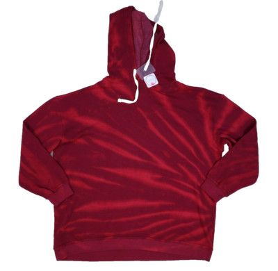 Like Love Tie Dye Hoodie Sweatshirt Burgundy Red Pullover Womens 2XL